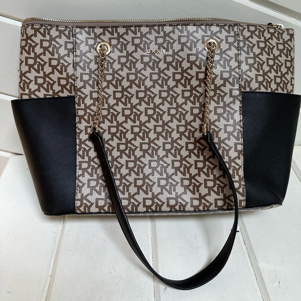 DKNY Monogram Canvas Shoulder Bag